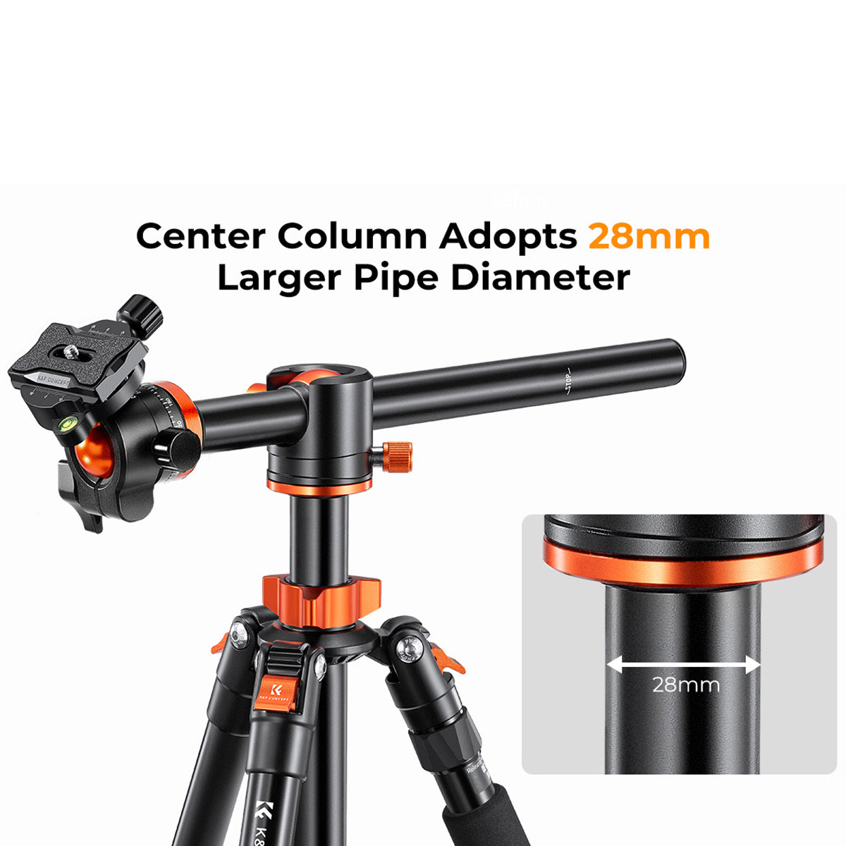 K&F 2.4 m Aluminium Video Tripod with Detachable Monopod & 360° Ball Head