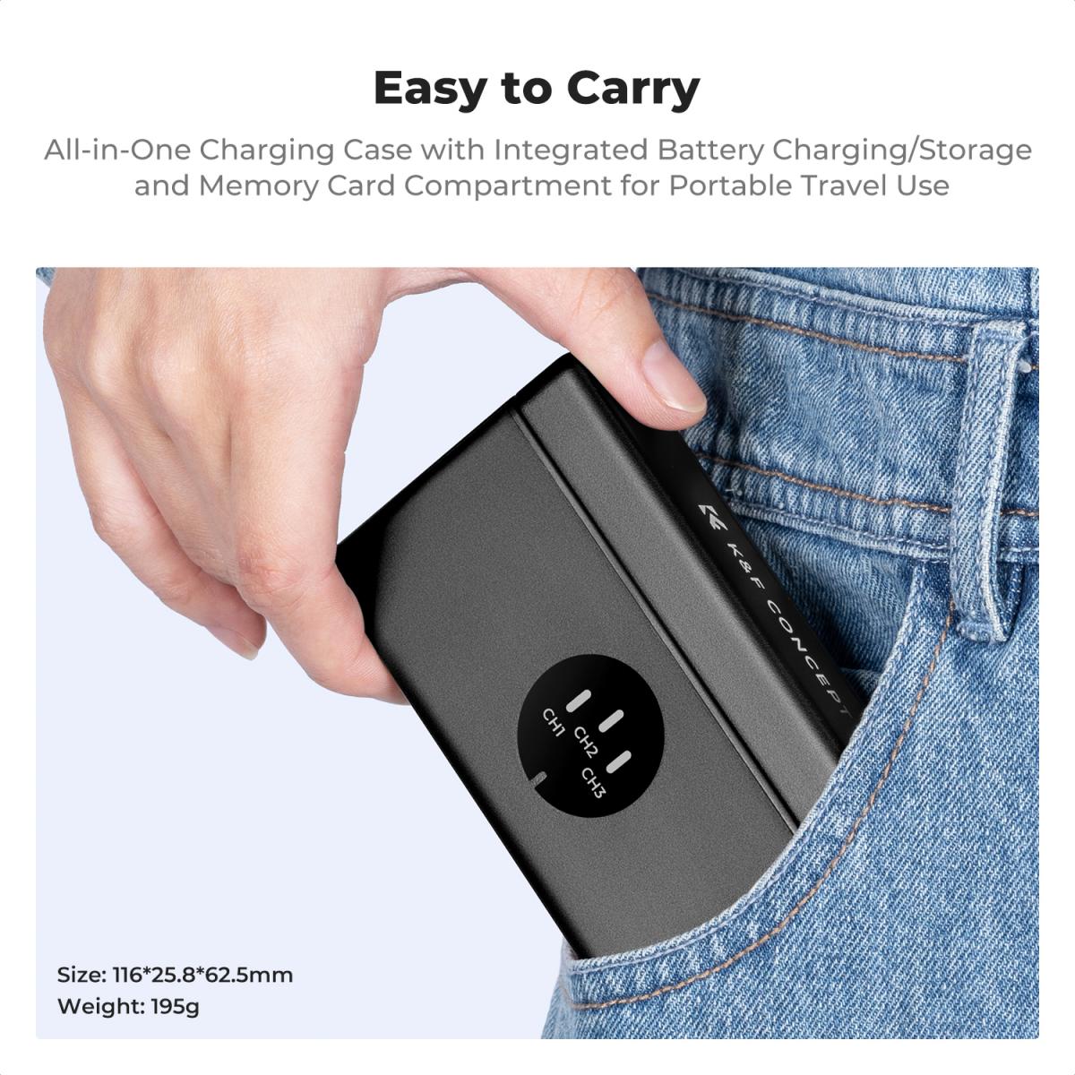 K&F Concept 3 Pack Enduro Batteries & Fast Charger for GoPro Hero 13 Black