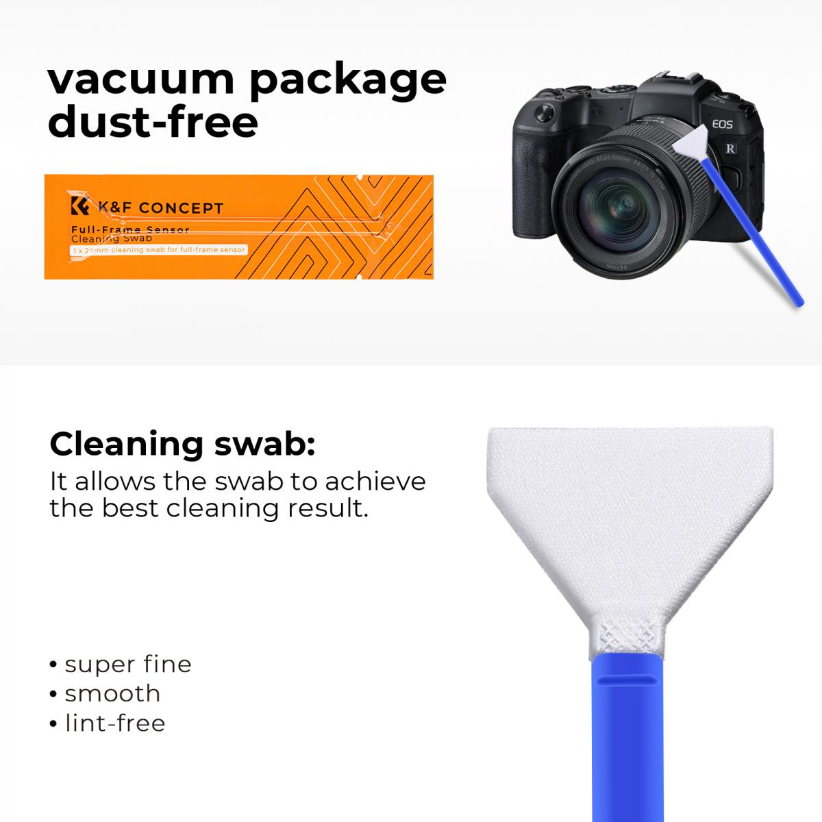 K&F 10 X 24mm Sensor Cleaning Swabs for Full Frame DSLR or Mirrorless - SKU-1698