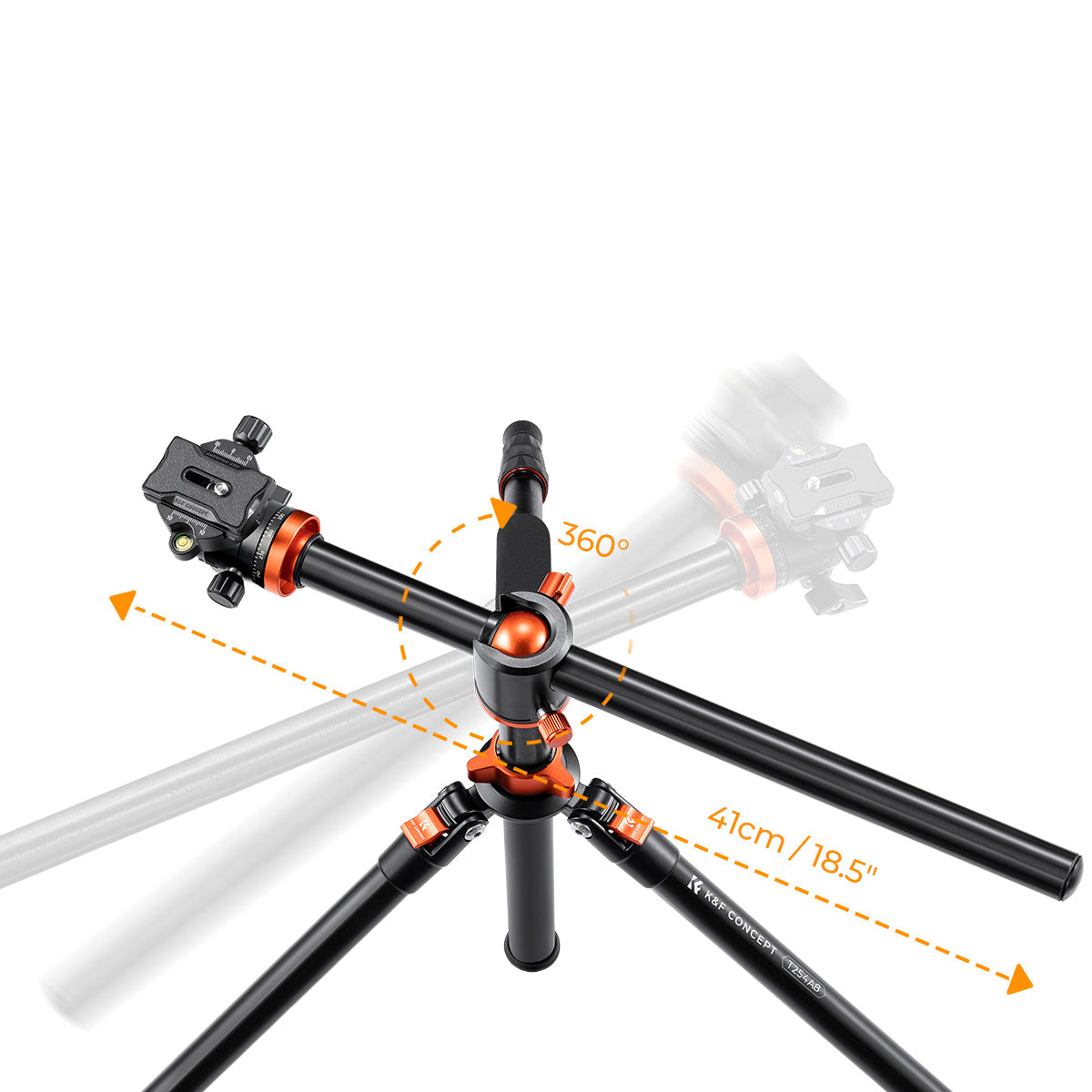 K&F 2.4 m Aluminium Video Tripod with Detachable Monopod & 360° Ball Head