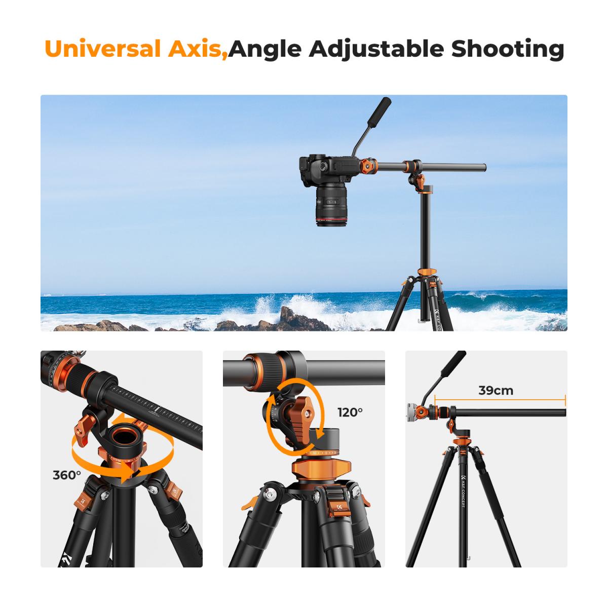 K&F Concept 2.3m Fluid Head Video Tripod with Monopod KF09-137