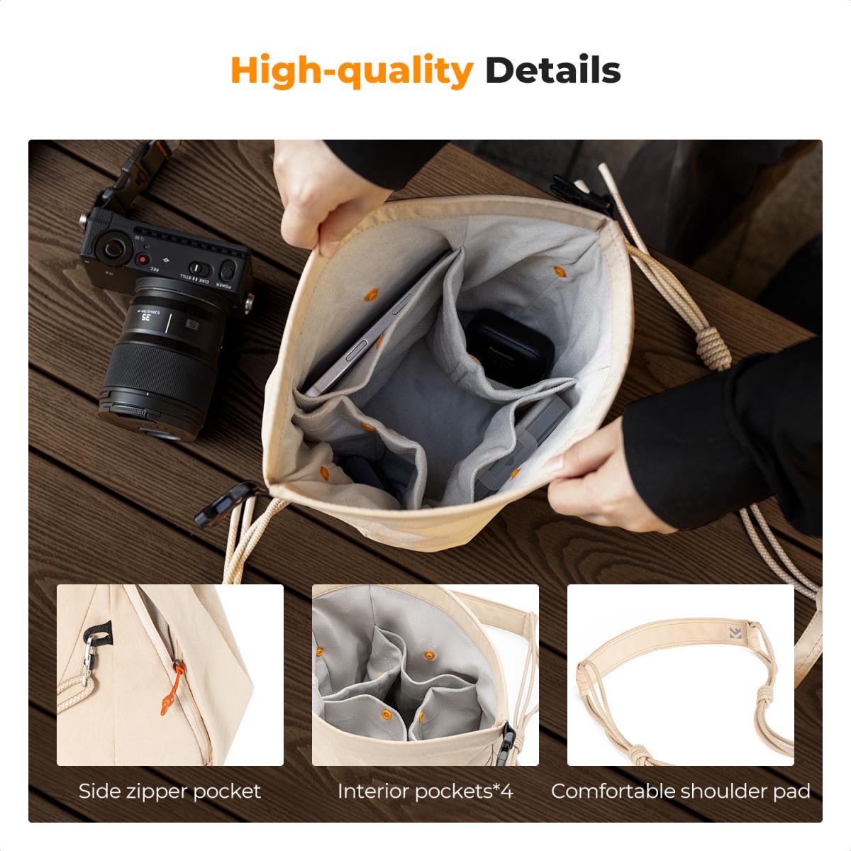 K&F Urban Wander U11 Compact Lightweight Versatile 5 Liter Camera Sling Bag – Beige