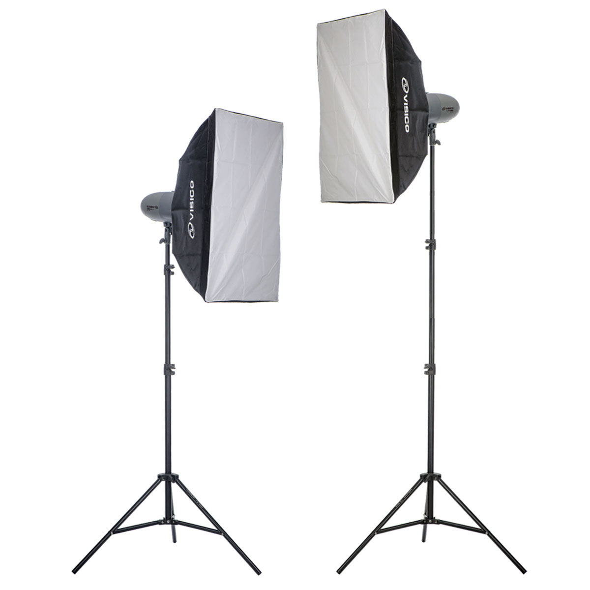 Visico PRO VL 300 PLUS: 2X 300 Watt Flash Head Soft Box Studio Kit VL-300P-SBK