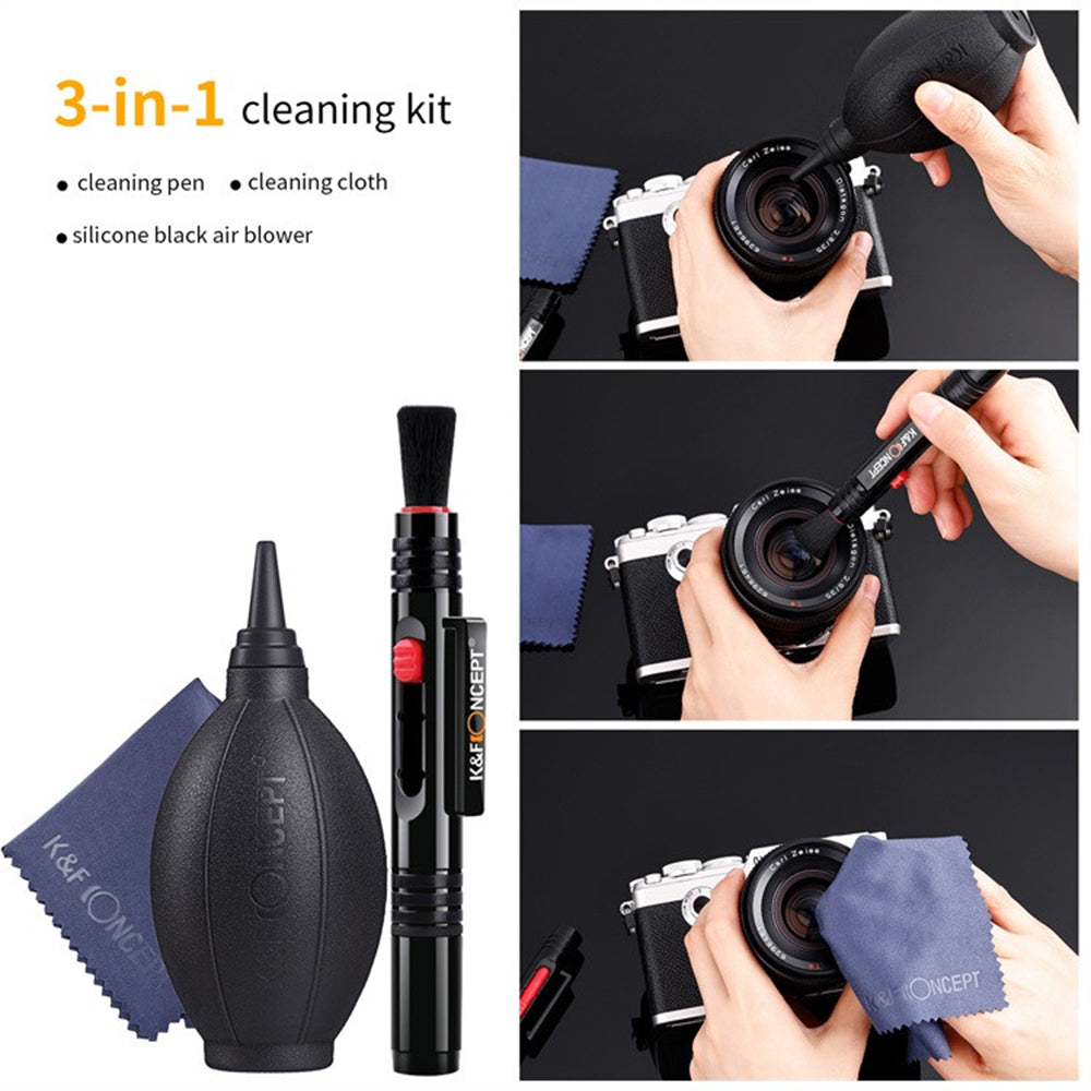 K&F Camera 3 in 1 Cleaning Kit - Cleaning Pen, Air blower & Cloth SKU-1694