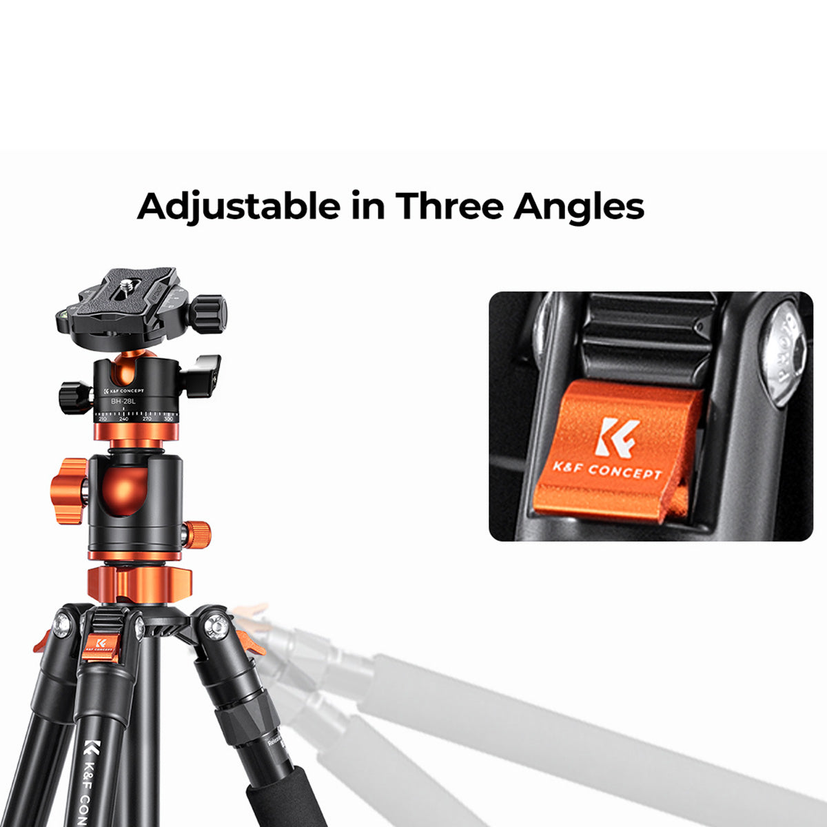 K&F 2.4 m Aluminium Video Tripod with Detachable Monopod & 360° Ball Head