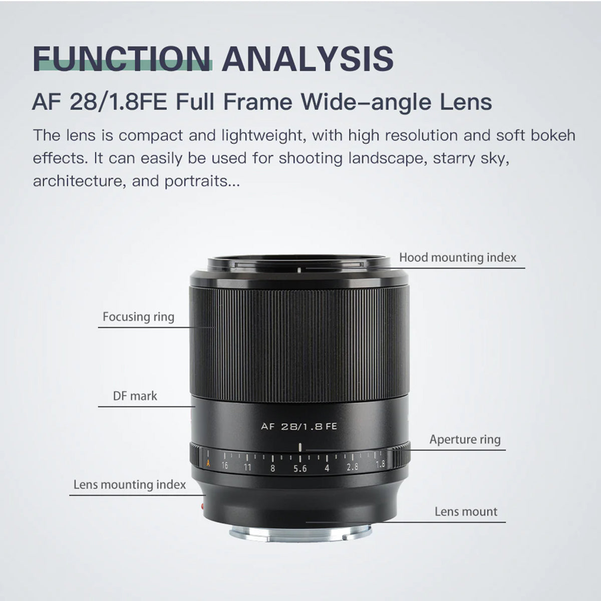 Viltrox 28mm f1.8 FE Auto Focus Prime Lens Sony E-Mount Full Frame Camera