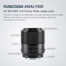 Viltrox 28mm f1.8 FE Auto Focus Prime Lens Sony E-Mount Full Frame Camera