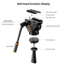 K&F Concept 8Kg Cap Aluminium Video Tripod, Panorama Fluid Ballhead KF09-121