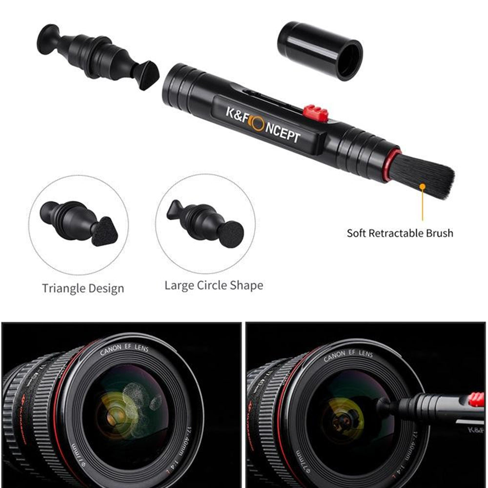 K&F Camera 3 in 1 Cleaning Kit - Cleaning Pen, Air blower & Cloth SKU-1694