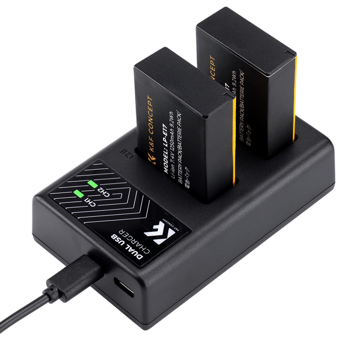 K&F Concept Dual LP-E17 Battery + Charger Kit for Canon Cameras-KF28.0014