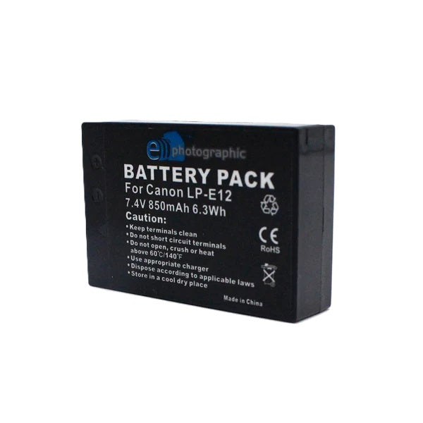 E-Photographic 850 mAh Lithium Camera Battery for Canon LP-E12 DSLR's
