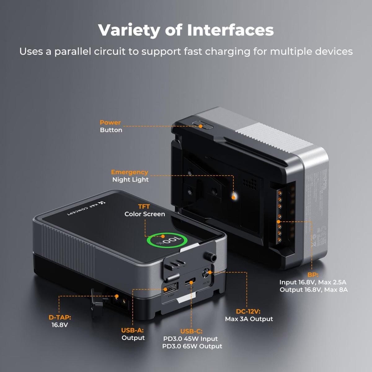 K&F Concept KF28-0059 50Wh 3400mAh Slim V-Mount Battery 65W