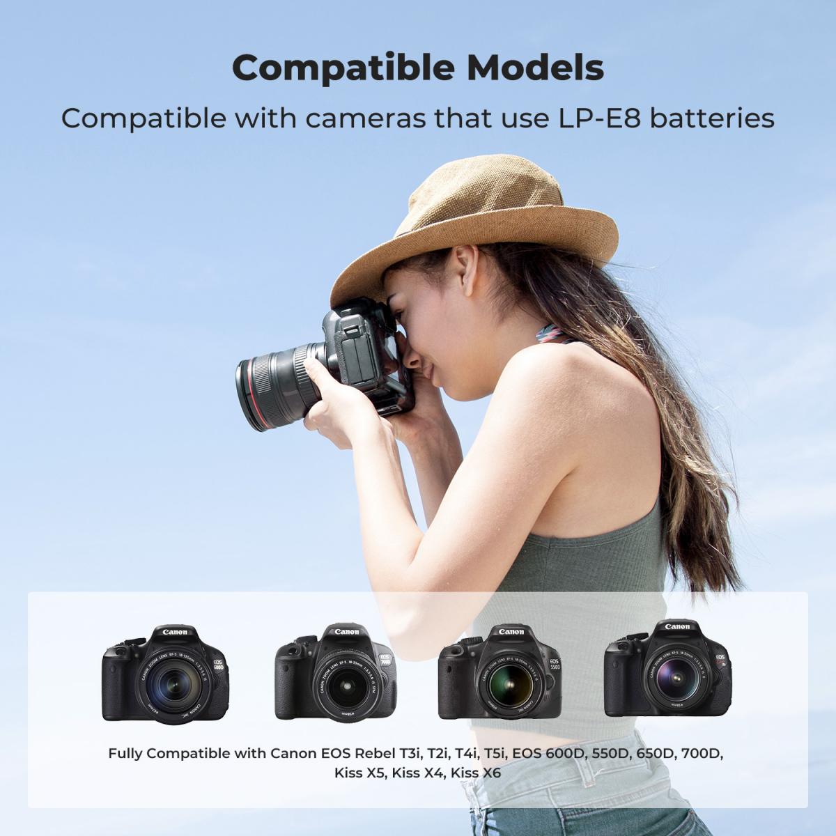 K&F Concept 3 Pack LP-E8 Batteries & LCD Charger for Canon EOS DSLR