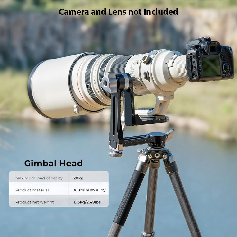 K&F Professional CNC Aluminium Alloy Tripod Gimbal Head Black - KF31-052