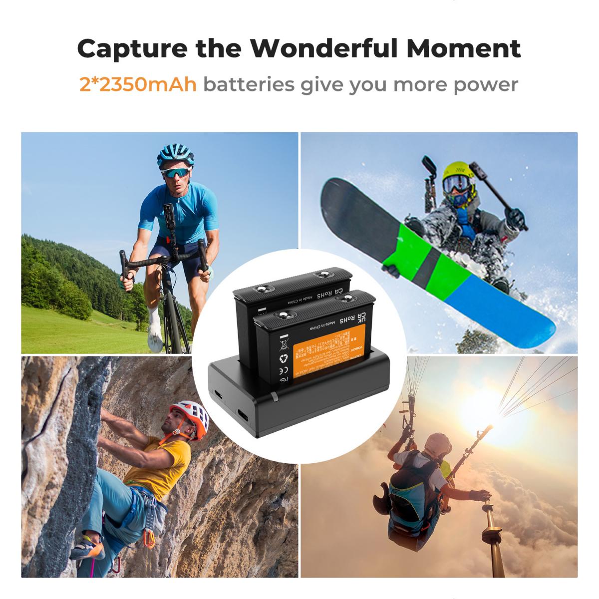 K&F Concept 2 Pack Batteries & Charger for Insta360X4