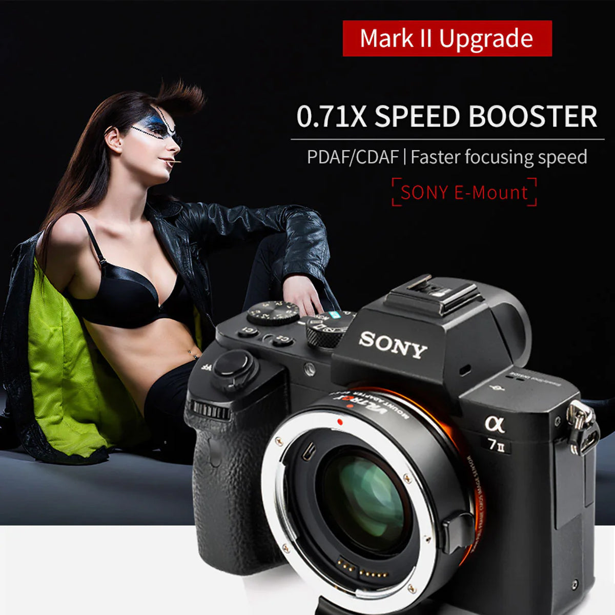 Viltrox Auto Focus Adapter, Canon EF lenses - SONY E-Mount Cameras +1 f-stop
