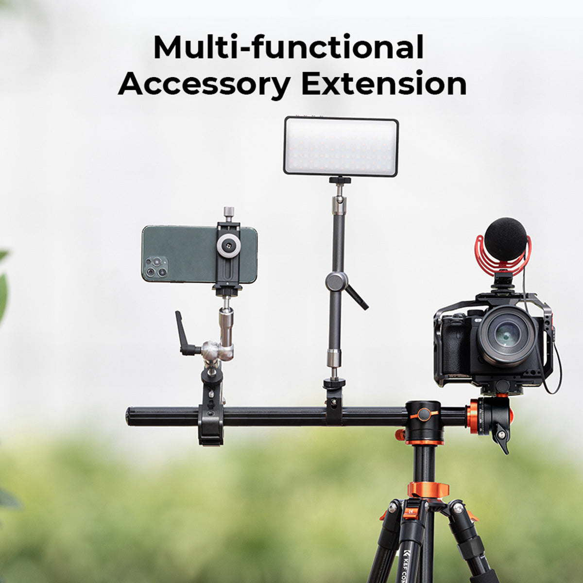 K&F 2.4 m Aluminium Video Tripod with Detachable Monopod & 360° Ball Head