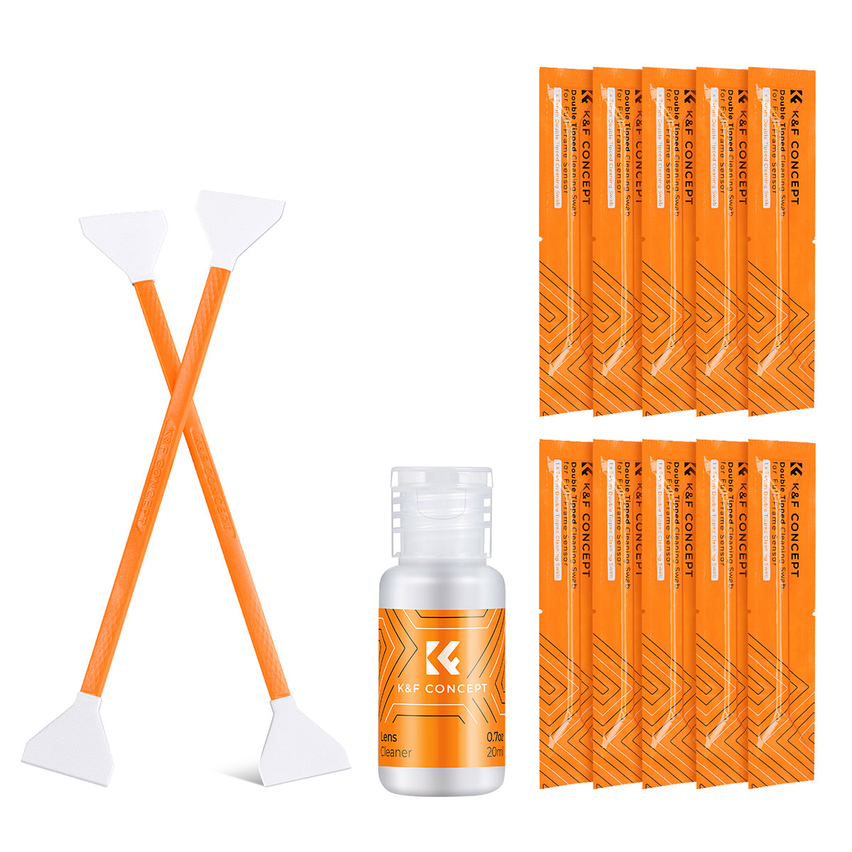K&F Concept 10 Swab 24mm Dual Head CMOS F- Frame Camera Sensor Cleaning Kit + 20ml fluid