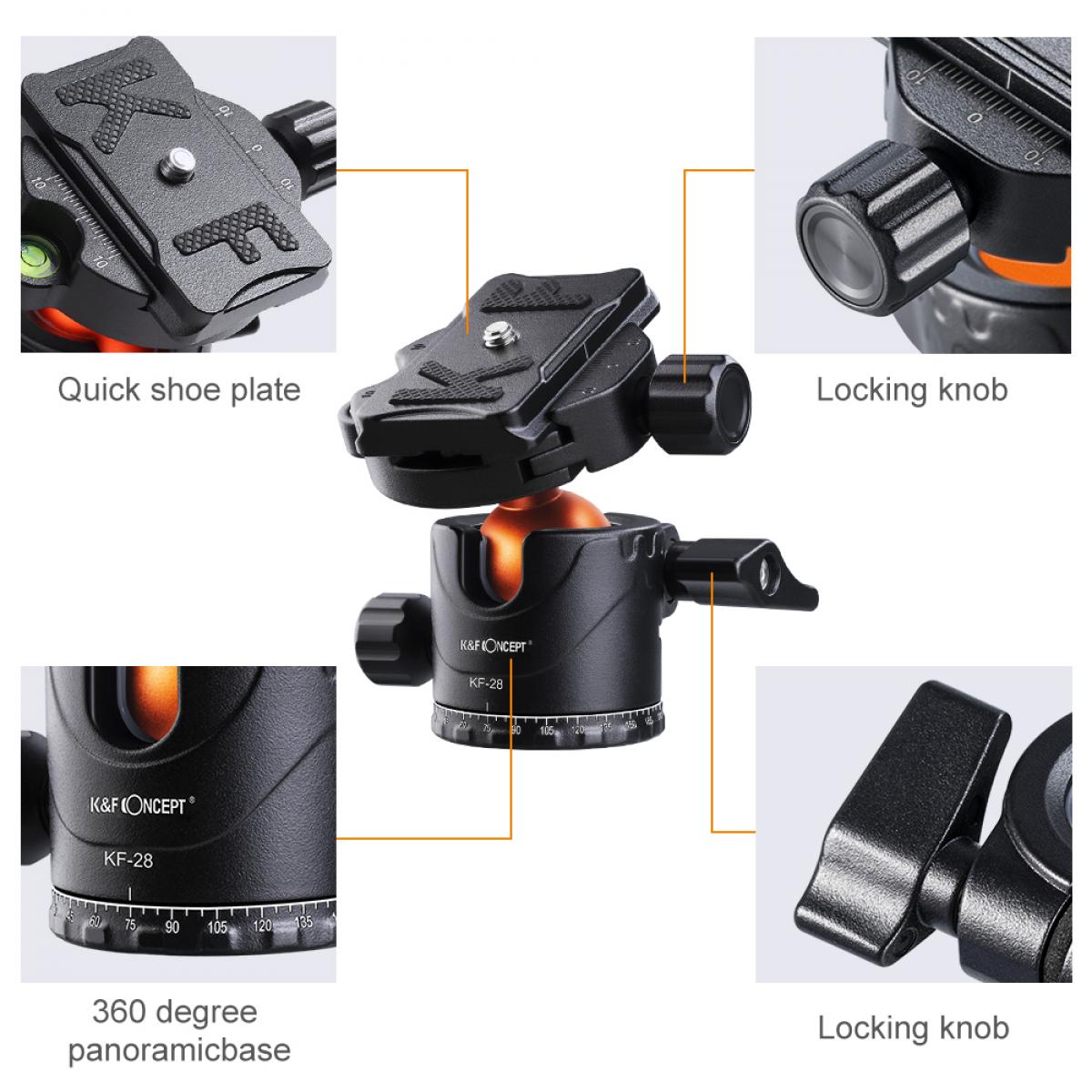 K&F Concept Professional 10 Kg Capacity Tripod Ball Head KF31-023V3