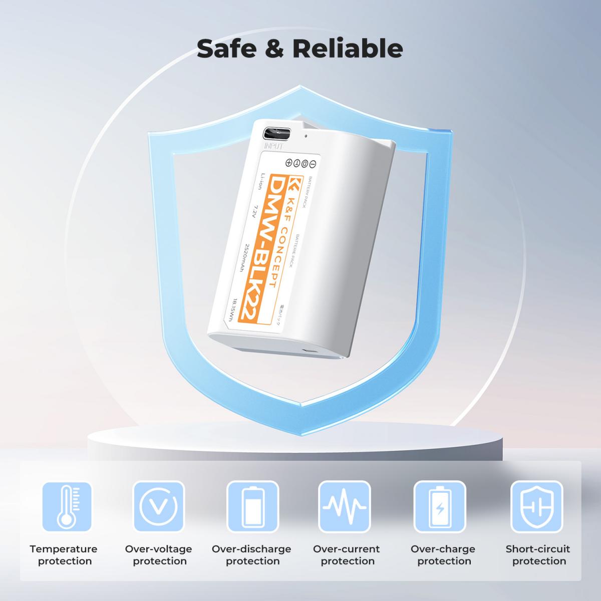 K&F Concept DMW-BLK22 2520mAh USB-C Battery for Panasonic