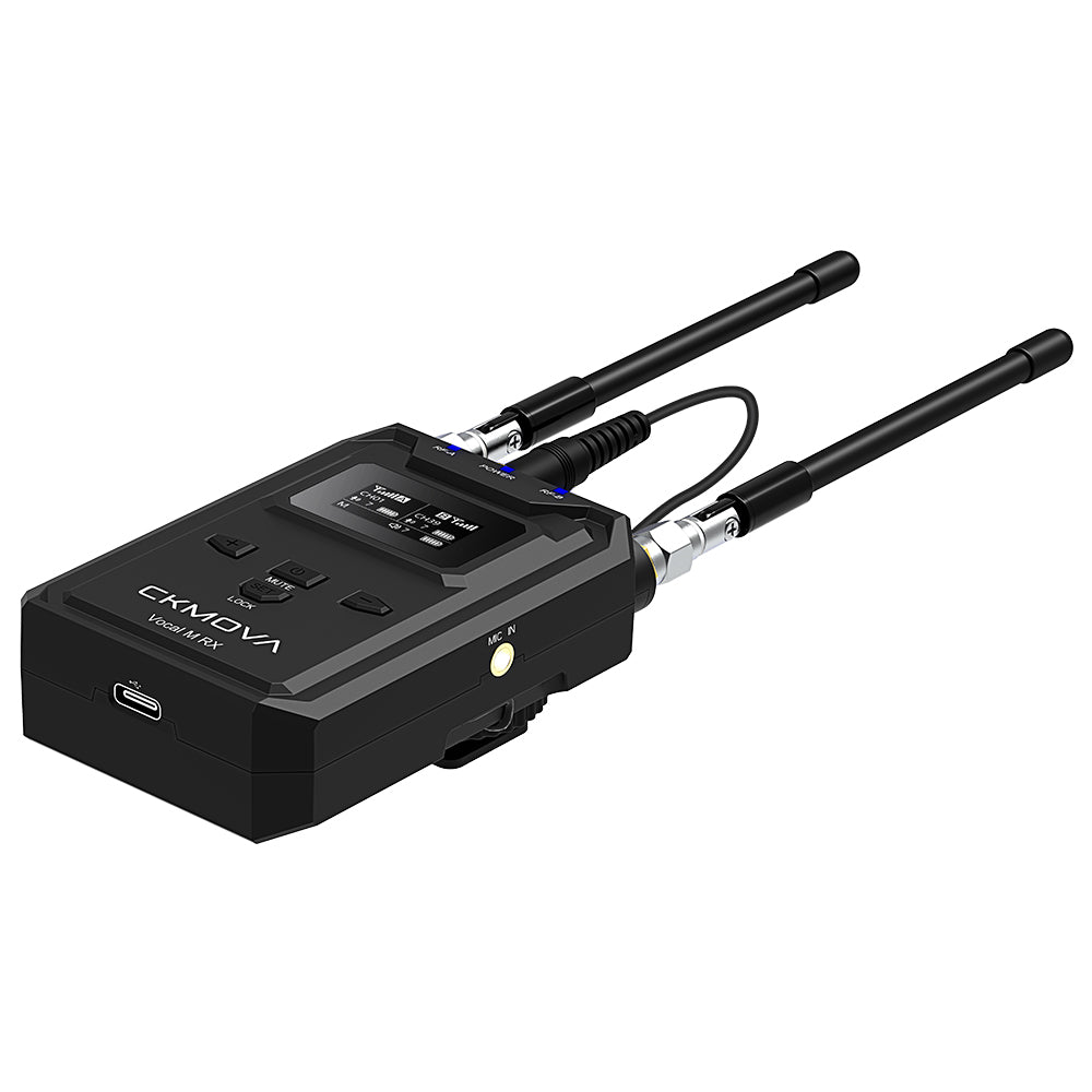 CKMOVA UHF Dual-Channel Wireless Mic System 2 X Transmitters with Audio Recorders & 1X Receiver VOCAL-MV4