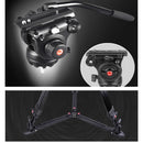 Powerwin 10Kg Fluid Head Professional Tripod for Video, Mirrorless & DSLR Cameras 2 Panning Handles PW-180B