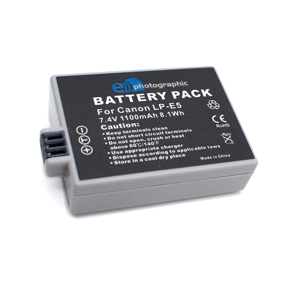 E-Photographic 1100 mAh Lithium Camera Battery for Canon LP-E5 DSLR's