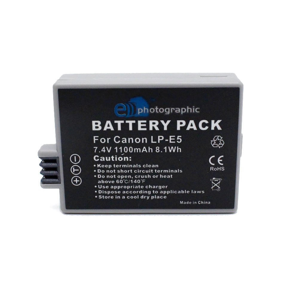 E-Photographic 1100 mAh Lithium Camera Battery for Canon LP-E5 DSLR's