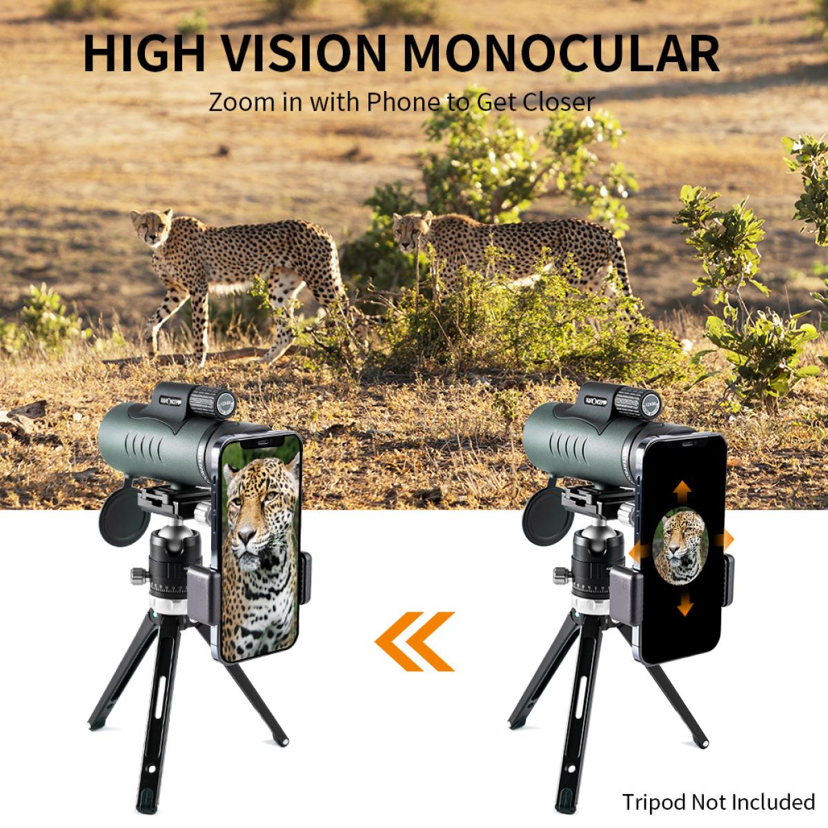 K&F Concept 12 X 50 FMC HD Monocular, German Schott AG optics - KF33-008