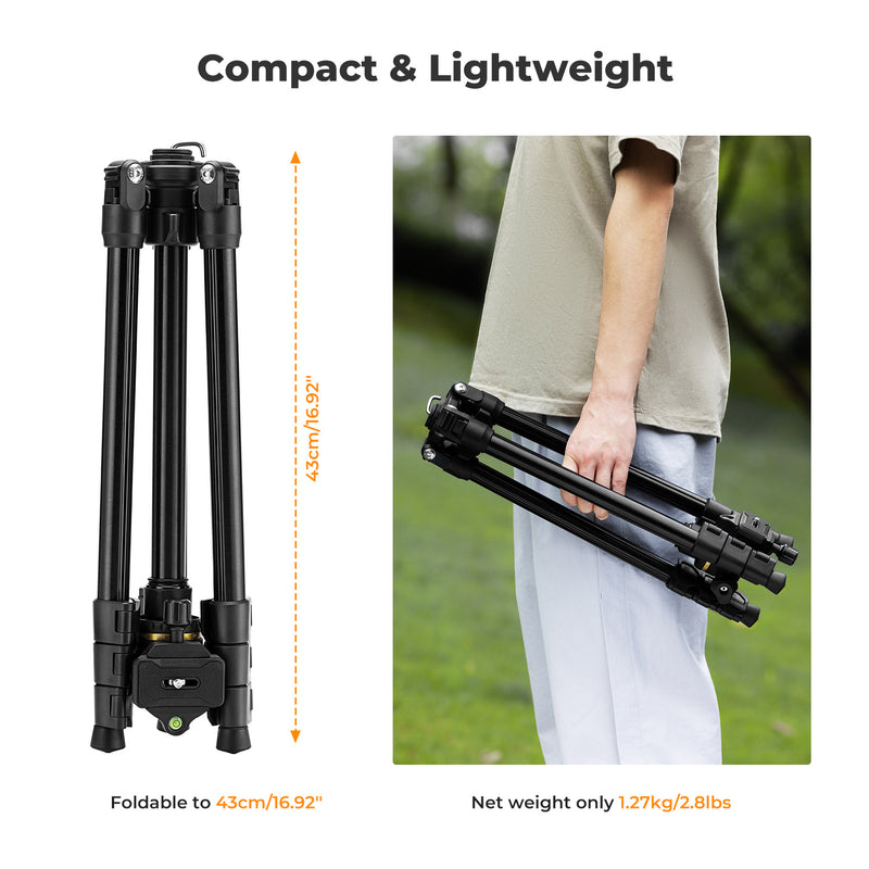 K&F Concept Black & Gold K234A3 Tripod with Bh-36 Head & Phone Holder 1.78m