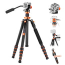 K&F Concept Omni Series 1.7m Lightweight Carbon Fibre Tripod | Hydraulic Video Head & Monopod Conversion – O255C4
