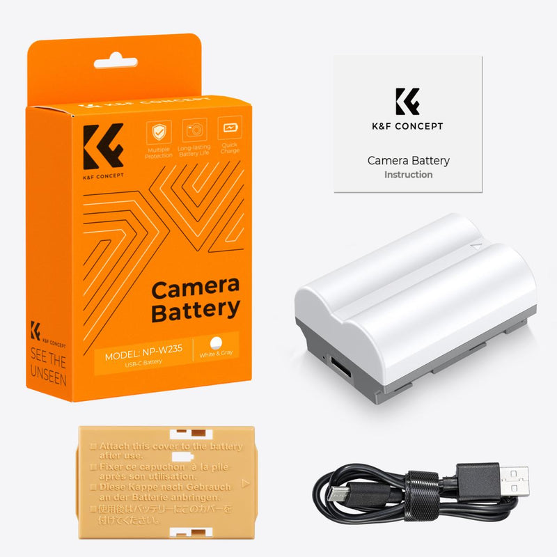 K&F Concept NP-W235 2400mAh Replacement Battery for Fuji with Type C Charging Port