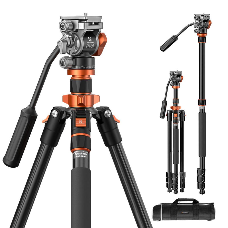 K&F Concept KF09-136 With FH-03 Hydraulic Video Head - Monopod Leg