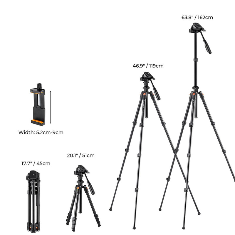 K&F PRO K234A0 Magnalium Tripod for Camera, Mobile Phone & Video  KF09.115