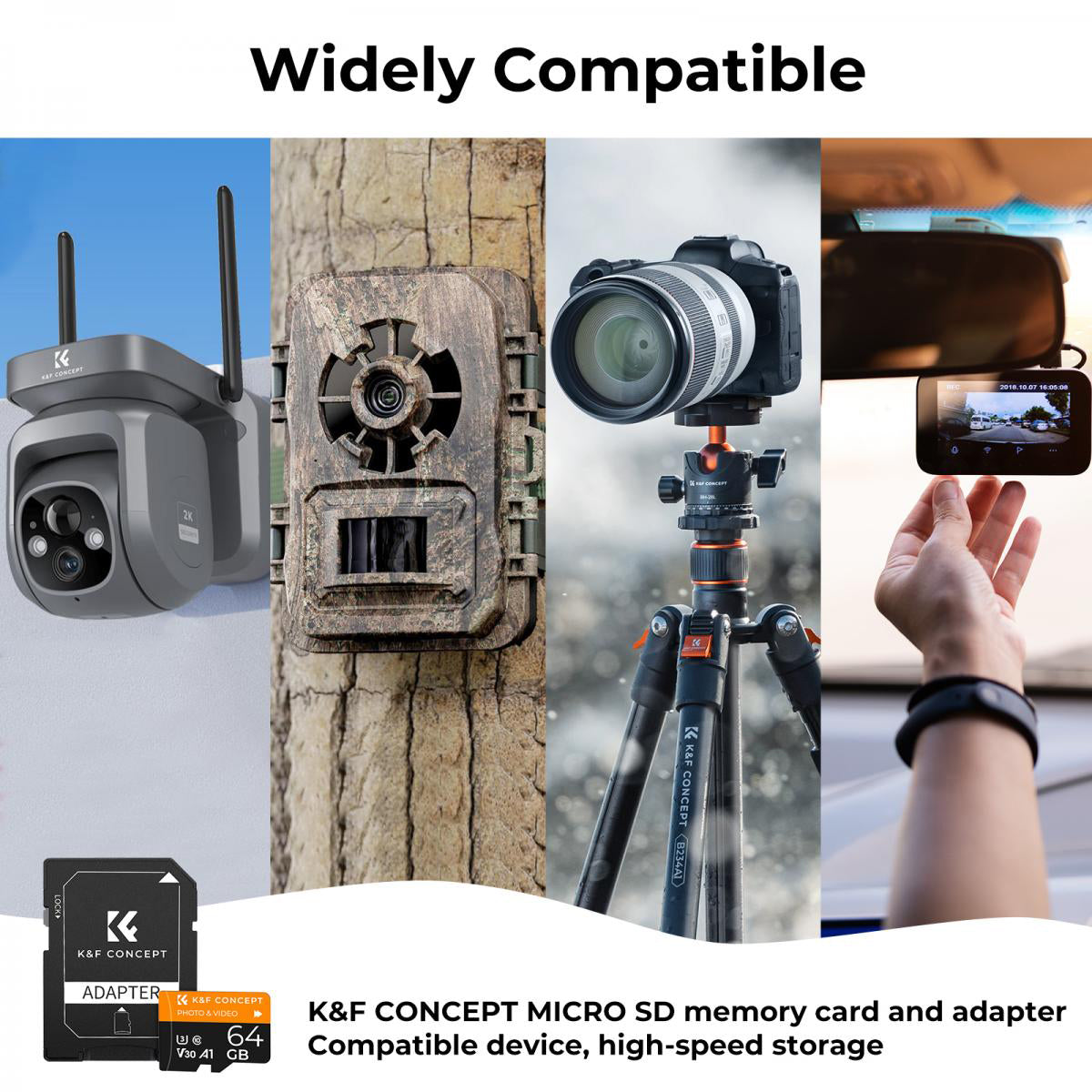 K&F Concept 64GB Micro SD Card U3/V30/A1 With SD Adapter-KF42.0012