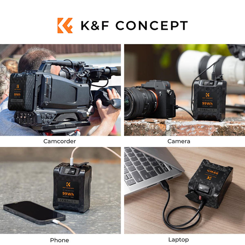 K&F Concept 6700mAh Mini V Mount Battery Supports 65W USB-C Fast Charger