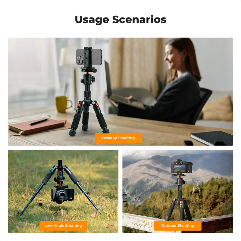 K&F Concept Smart Series Portable Mini Desktop Tripod S225A1 with BH-25 Head