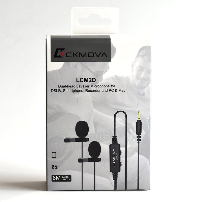 CKMOVA 3.5mm Dual-Head Lavalier Mic for Camera, Smartphone, Recorder-LCM2D