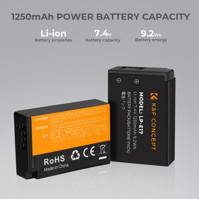K&F Concept Dual LP-E17 Battery + Charger Kit for Canon Cameras-KF28.0014