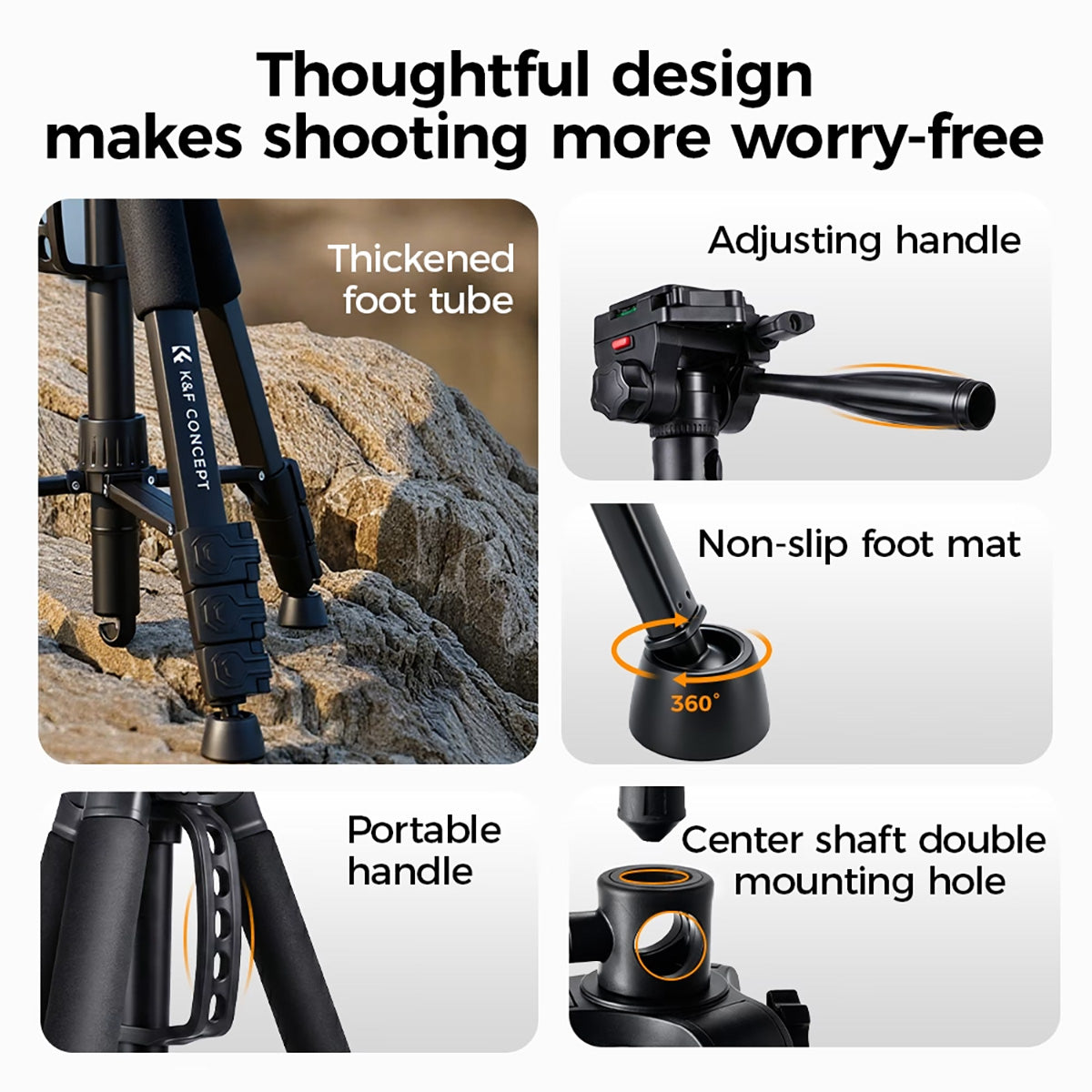 K&F Concept S254A3 Overhead Tripod/Monopod with BV07 Fluid Video Head - KF09-184