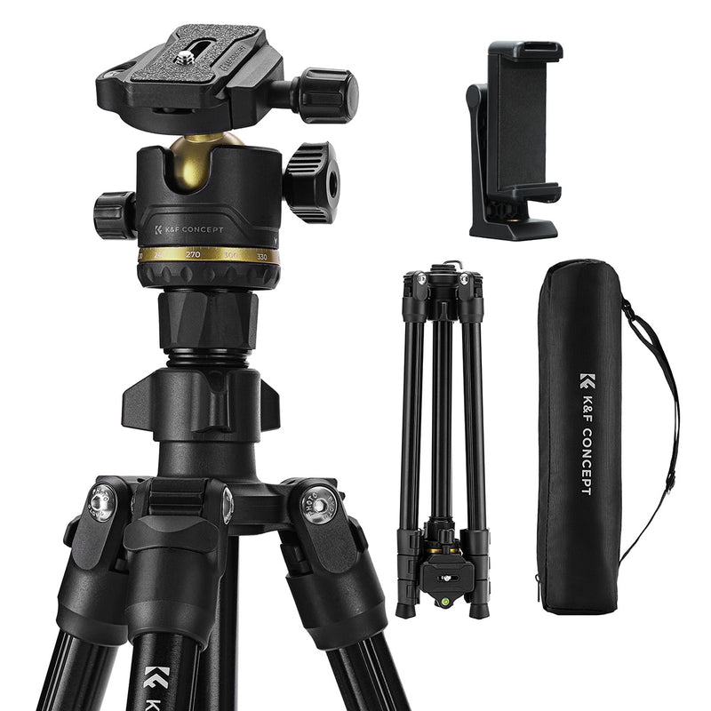 K&F Concept Black & Gold K234A3 Tripod with Bh-36 Head & Phone Holder 1.78m