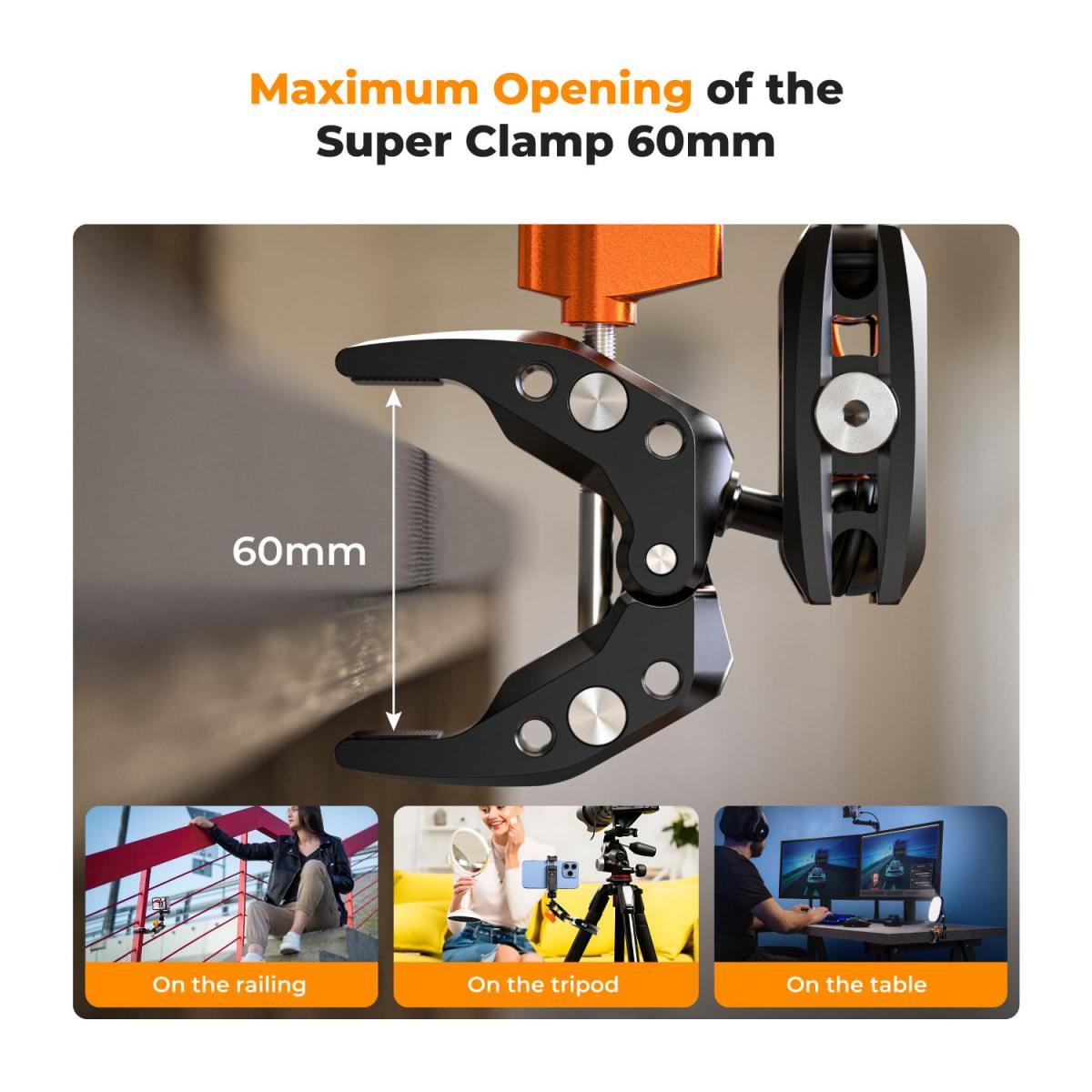 K&F Multi-Functional Super Camera Clamp with Ballhead Magic Arm MS13