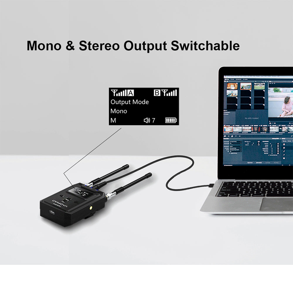 CKMOVA UHF Dual-Channel Wireless Mic System 2 X Transmitters with Audio Recorders & 1X Receiver VOCAL-MV4