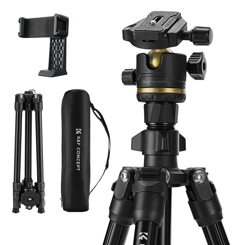 K&F Concept Black & Gold K234A3 Tripod with Bh-36 Head & Phone Holder 1.78m