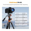 K&F Concept 2.3m Fluid Head Video Tripod with Monopod KF09-137