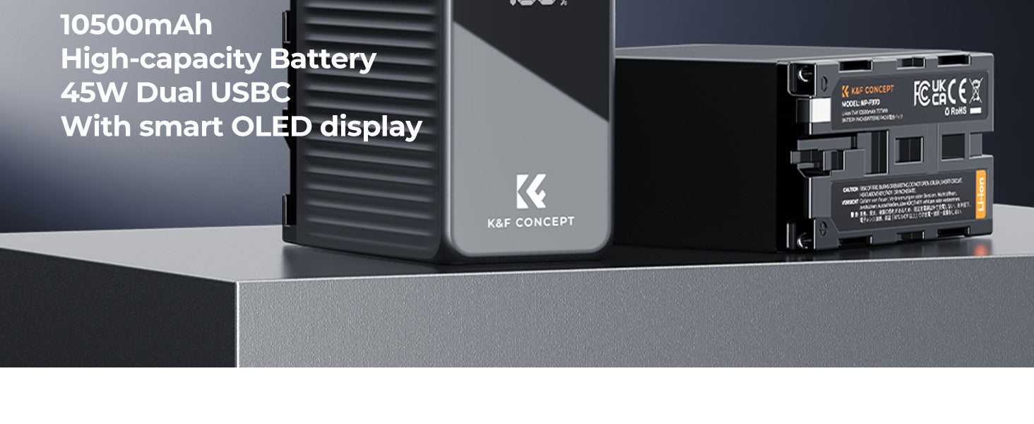 K&F Concept 10500mAh NP-F970 USB-C Battery with PD 45W KF28-0073