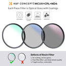 K&F Concept 58mm UV + CPL + ND4 Filter Kit + Cleaning Cloth & Bag