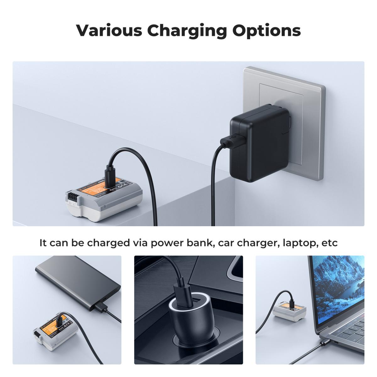 K&F Concept EN-EL15C 2600mAh USB-C Battery Compatible with Nikon KF28-0041