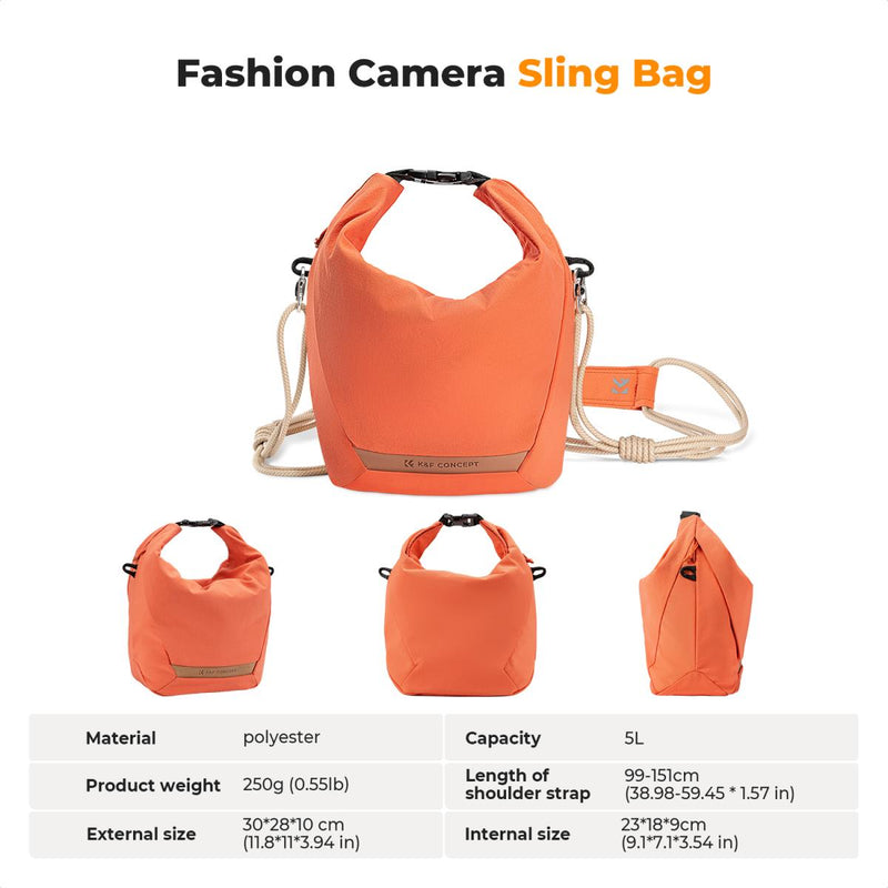 K&F Concept Urban Wander U11 5 Liter Compact Lightweight Versatile Camera Sling Bag – Orange