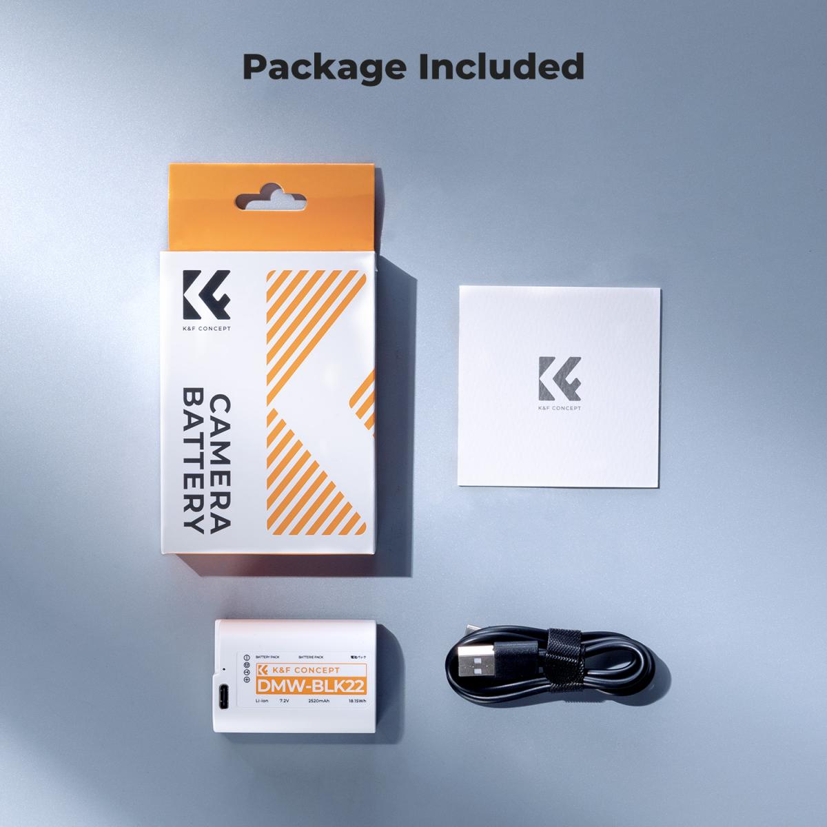 K&F Concept DMW-BLK22 2520mAh USB-C Battery for Panasonic